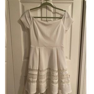 Francesca's White Alaina Off Shoulder A-line Dress